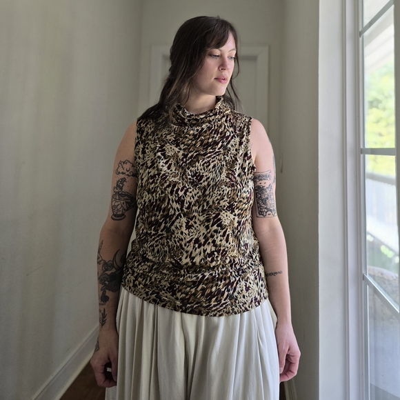 JKLA California Tops - Vintage Leopard Print Sleeveless Top